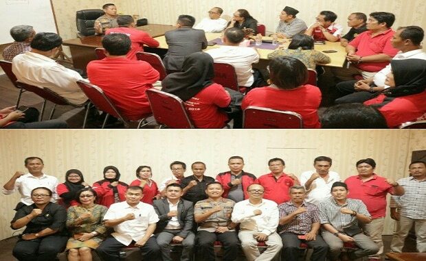 KAPOLRES Simalungun AKBP Heribertus Ompusunggu SIK.MSi menerima audensi Dewan Pengurus Cabang Partai Demokrasi Indonesia- Perjuangan (DPC-PDIP) Kabupaten Simalungun di Aspol Polres Simalungun jalan Sangnaualuh Pematang Siantar Senin, (27/1/2020) pukul 17.00 Wib