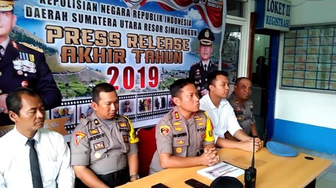 Press Release akhir tahun 2019 Tahun 2019, di kantor Satlantas Polres Simalungun jalan Sang Naualuh kota Pematang Siantar, Selasa, (31/12) Pukul 16.00 Wib