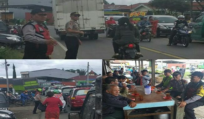 Arus lalu lintas padat merayap Seribu Dolok - Kaban Jahe dusun Mardingding Nagori Mardingding Kecamatan Pamatang Silimakuta Kabupaten Simalungun Provinsi Sumatera Utara, Jumat (03/01/2020) pukul 13.20 Wib.