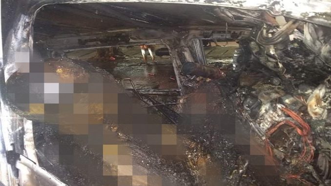 Pengemudi Hangus Terbakar di Dalam Mobil Saat Terjadi Kecelakaan Di Medan, Jumat (14/2/2020)