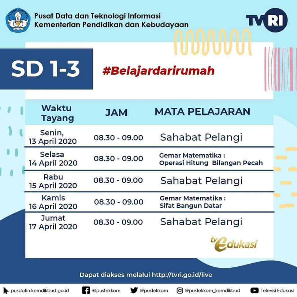 Catat Berikut Jadwal Belajar Dari Rumah Untuk Sd Smp Sma Di Tvri Berita Ter Update Hari Ini