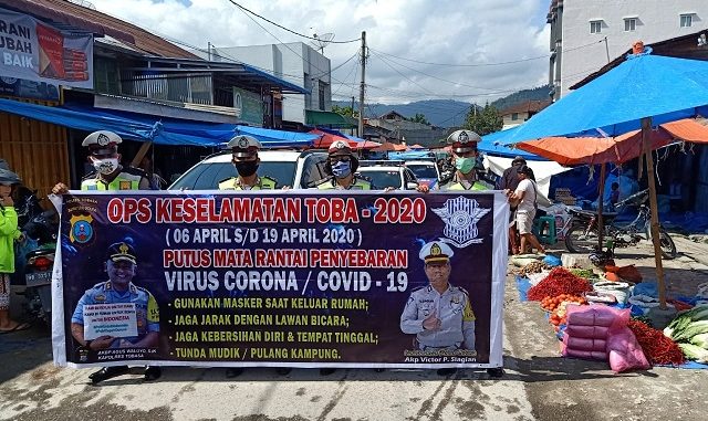 Antisipasi penyebaran corona virus disease 2019 (Covid-19), Polres Toba melaksanakan Operasi Keselamatan Toba 2020, 6 April - 19 April 2020