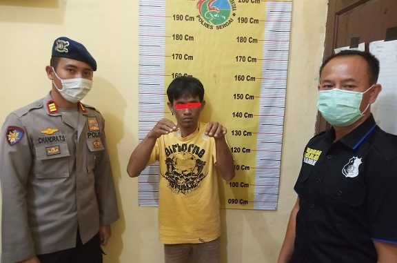 Rangga (33) ditangkap terduga pengedar sabu di wilayah Kecamatan Pantai Cermin, Kabupaten Serdang Bedagai, Rabu (29/4/2020) sekira pukul 16:00WIB