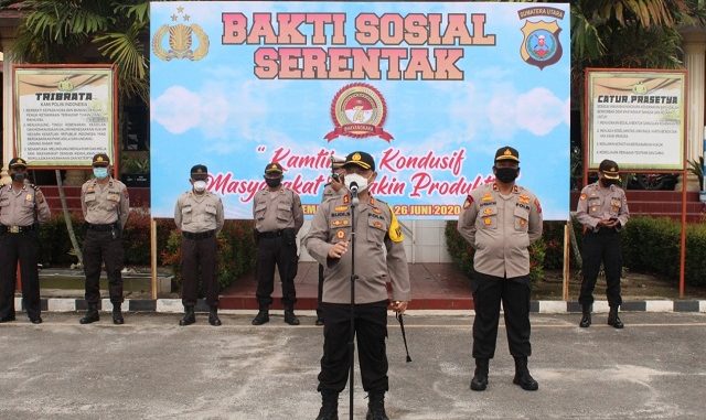 KAPOLRES Pematangsiantar AKBP Budi Pardamean Saragih SIK melakukan pelepasan Bakti sosial Serentak Jumat (26/06/2020)