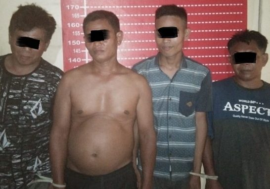 para tersangka, Dedi Sahputra alias Dedi (26), Hermanto alias Anto (51), Edy Prayetno alias GD (51), ketiganya warga Kecamatan Sei Rampah, dan Ahmad Efendi Siahaan alias Gordon (45) warga Indra Loka Jaya Kec:Way Kenanga, Kab.Tulang Bawang Bawah, Prov. Lampung.