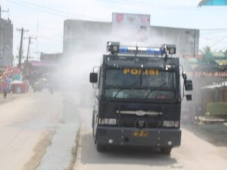 Kapolres, bersama Forkimpda Kabupaten Batu Bara pihaknya melakukan penyemprotan disinfektan.