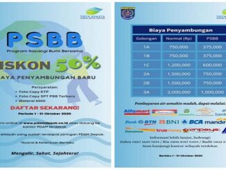 PDAM Tirta Asasta Kota Depok perpanjangan program diskon hingga 31 Oktober 2020 pada Program Sayangi Bumi Bersama (PSBB).