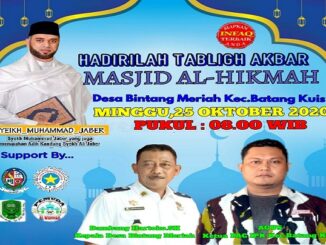 Tabligh Akbar yang akan di selenggarakan pada hari Minggu 25 Oktober 2020.