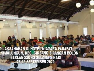 Pelatihan Dan Sertifikasi Sumber Daya Manusia Pariwisata Zona Dataran Tinggi di Hotel Niagara Parapat tanggal 28-30 September 2020