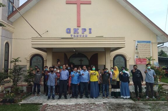 Kegiatan sosialisasi GIAN Pematangisantar bersama BNN di Gereja GKPI Tomuan,Minggu (8/11/2020)