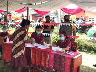 Wakapolres Toba KOMPOL Janner Panjaitan SH, MH Cek Langsung Pengamanan PAM dan Beri Himbauan Prokes di TPS, Rabu (09/12/2020)