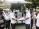 Vaksin tiba di Dinas Kesehatan Kota Pematangsiantar, Jalan Sutomo, dengan pengawalan ketat dari Brimob Subden IIB Pematangsiantar, dari Polres Pematangsiantar