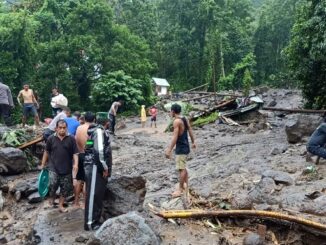 Foto : Banjir bandang menerjang wilayah Namitung, Kecamatan Siau Timur, Kabupaten Kepulauan Siau Tagulandang Biaro (Sitaro), Provinsi Sulawesi Utara, pada Senin (29/3). (BPBD Kabupaten Sitaro)