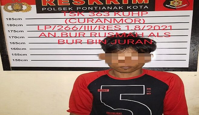 Unit Reskrim Polsek Pontianak Kota berhasil mengamankan seorang pria yang di duga melakukan tindak pidana Pencurian Sepeda Motor (Curanmor) Jumat (26/3/21).