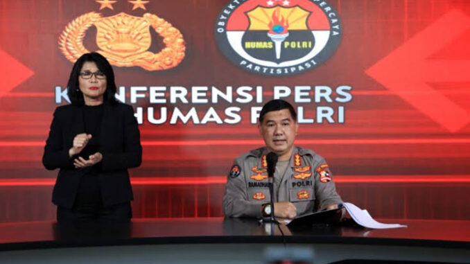 Kabag Penum Divisi Humas Polri Kombes Ahmad Ramadhan dalam jumpa pers di Mabes Polri