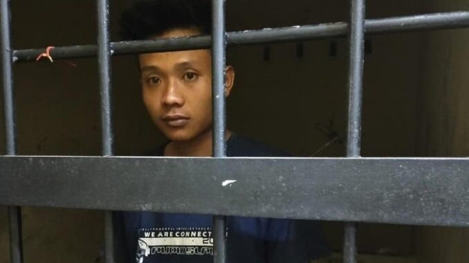 K (25), pria yang diduga memenggal dan mengarak kepala ayahnya keliling kampung di Lampung. (Dok. Polres Lampung Tengah)