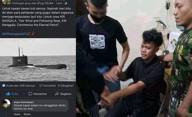 Diciduk TNI Gara-Gara Komen Negatif Soal Nanggala, Pria Ini Ngaku FB